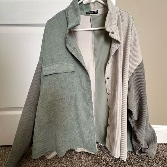 BOOHOO OVERSIZED COLOR BLOCK CORD SHIRT Size 22 - Picture 2 of 7